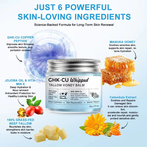 Baume Fouetté au Suif et au Miel GHK-Cu 60g Marque Blanche, Crème <span class=keywords><strong>Visage</strong></span> au Beurre de Karité pour Soulagement de l'Eczéma, à Base de Produits Alimentés à l'Herbe, OEM ODM, Renforce la Barrière Cutanée - Product Image 4