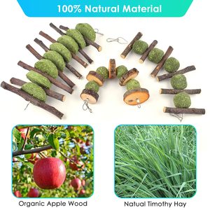 ของเล่นสัตว์เลี้ยงเพื่อสุขภาพ ทำจากไม้ธรรมชาติ 100% หวายถัก หญ้า และโคนต้นสน สำหรับหนูแฮมสเตอร์และกระต่าย ช่วยขัดฟัน - Product Image 3