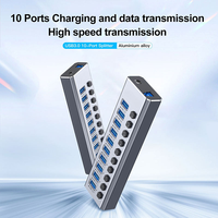 MING - Base de Conexión de Aleación de Aluminio con 10 Puertos y 1 USB, Compatible con Tipo-C y SD, Adaptador USB 3.0 para Transferencia de Datos de Computadora Portátil