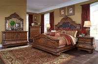 Ensembles de Meubles de Chambre Américains en Bois Sculpté de Luxe, Design Classique, Mobilier Royal pour la Maison, Lit en Bois Massif Ancien