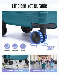 Valigie <span class=keywords><strong>da</strong></span> Viaggio Grandi in Neoprene a 3 Pezzi con Ruote Girevoli, Guscio Rigido Leggero, Lucchetto TSA, Misure 20/24/28 - Product Image 3