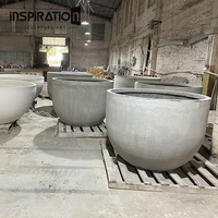 INSpiration - Pot de plante en béton GRC personnalisé, durable, d'occasion, en fibrociment, grand pot de jardin moderne, jardinières en forme de bol