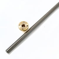 Tr8X2 Ball Screw with Bearing 400mm Length Stainless Steel Brass Nut Factory Direct 1 Year Warranty