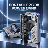 Power Bank Mini 5000mAh dengan Baterai yang Dapat Diganti, Charger Portabel dengan Sel 21700 yang Dapat Dilepas, Pengisian Cepat USB-C 22.5W