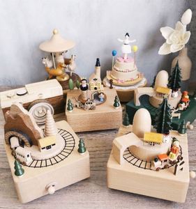 No Battery Home Wood Decor DIY Kids Birthday Gift Train Christmas Wooden <b>Music</b> <b>Box</b> for Boys Girls - Product Image 5