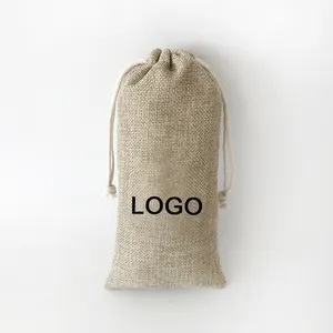 巾着カスタムロゴジュートコーヒー豆ポーチ付き卸売リネン携帯電話バッグ