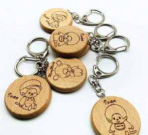 โปรโมชั่นขายส่งจากโรงงาน พวงกุญแจไม้ทรงกลมขนาดเล็ก ดีไซน์สร้างสรรค์ สำหรับสลักชื่อ - Product Image 2