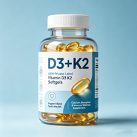Capsules de Vitamine D3 K2 Marque Blanche pour Adultes : Santé Osseuse et Dentaire, Absorption du Calcium, Soutien Immunitaire, Suppléments à Base de Plantes OEM