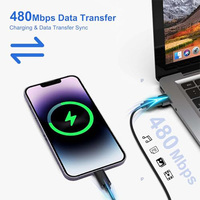 Kit de câble adaptateur USB C vers USB 6-en-1, charge rapide PD 60W, transfert de données 480 Mbps, micro-hub léger pour MacBook iPhone