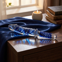 Ninghao Crystal Anal Plug Butt Glass Dildo Realiste en Verre avec Texture Spirale Bleue en Relief