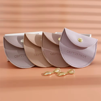 8*8cm rose PU cuir bijoux pochette sac à la main anneau Bracelet collier emballage sac bijoux cuir pochette sac avec Logo