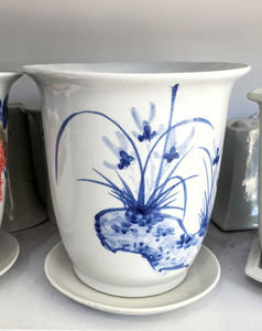 <span class=keywords><strong>Pot</strong></span> de fleur en céramique à motif d'orchidées bleues et blanches, jardinière en porcelaine avec soucoupe pour la décoration intérieure <span class=keywords><strong>Pot</strong></span> de bonsaï en céramique bleue et blanche - Product Image 5