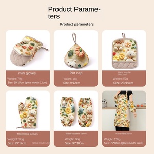 5-Piece Cotton Waterproof Apron, Waterproof Sleeve Covers, Oven Gloves, Pot Cover, <b>Heat</b> Insulation <b>Pad</b> - Product Image 3
