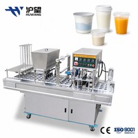 Machine de remplissage et de scellage automatique multi-têtes avec imprimante jet d'encre pour ligne d'emballage de gobelets, boîtes et bols alimentaires