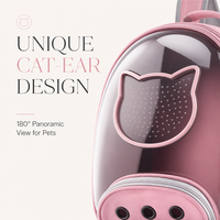 Sac à dos de transport pour animaux de compagnie, pliable et portable, avec fenêtre transparente en forme de capsule spatiale, motif silhouette de chat rose, maille respirante et œillets, idéal pour les voyages et les randonnées