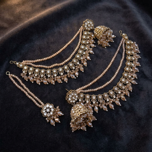 Pendientes Colgantes Étnicos Vintage para Novia, Chapados en Oro de Aleación, Certificados por Terceros, con Maang Tikka a Juego, Tradicionales para Aniversario - Product Image 2