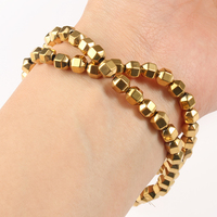 Cuentas de hematita chapadas en oro con retención de Color AAA +, espaciador de cubo de piedra Natural de 15 pulgadas, cuentas sueltas para fabricación de joyería, pulsera DIY