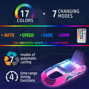 Chaise longue gonflable lumineuse pour adulte avec dossier, jouet aquatique flottant à drainage, lumière LED solaire, chaise longue de piscine, lit flottant - Product Image 5