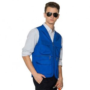 Gilet de travail multi-poches en coton et polyester pour homme, gilet de sport d'été personnalisé professionnel - Product Image 4