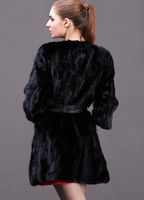 YR762 vente directe d'usine bon prix formel col rond manteau de fourrure noir fourrure de vison longue veste pour les femmes