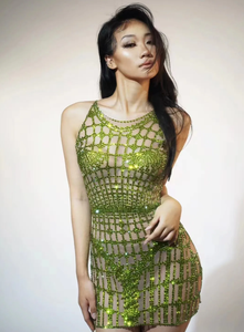 Mini <span class=keywords><strong>jupe</strong></span> en satin damier <span class=keywords><strong>doré</strong></span> avec strass brillant Sexy Hottie Robe de bal longueur au sol pour cocktail pour chanteurs - Product Image 5