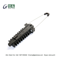 Ancrage de câble ADSS longue durée avec contact en cuivre et boîtier en nylon pour la transmission de lignes électriques, indice de protection IP53, compatible avec les œillets de 15 mm