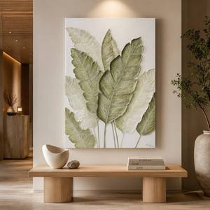 Art mural original contemporain, texture 3D épaisse, feuille peinte à la main, <span class=keywords><strong>peinture</strong></span> à l'huile, prête à être accrochée, encadrée, décoration de salon, décoration de la maison - Product Image 1