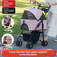 Poussette pour animaux de compagnie adaptée aux chiens et aux chats, cadre en métal léger, pliable et détachable, panier pour animaux de compagnie, sac pour animaux de compagnie adapté à une utilisation en extérieur