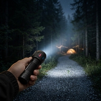 Lampe torche tactique rechargeable en alliage d'aluminium avec zoom, LED, clip et aimant à l'arrière