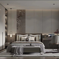 Ensemble de chambre à coucher moderne comprenant un lit élégant, un placard spacieux et un bureau polyvalent pour des espaces de vie élégants