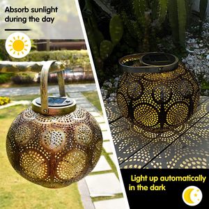 <strong>Moroccan</strong> <strong>Outdoor</strong> Hanging Vintage Design Metal LED Decorative Garden Waterproof <strong>Solar</strong> Lamps <strong>Lantern</strong> for Yard Patio Pathway Decor