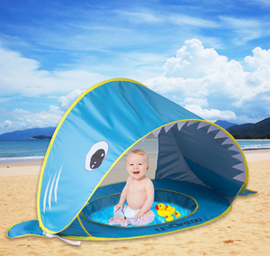 Tente de plage en polyester pour enfants avec protection solaire <span class=keywords><strong>marine</strong></span>, auvent détachable, piscine de jeu aquatique, motif sœur requin, pour bébé, extérieur - Product Image 5