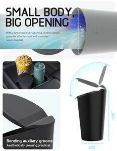 سلة مهملات سيارة دائرية من السيليكون قابلة للطي ومقاومة للماء مع غطاء للاستخدام في السيارات الرياضية والشاحنات والسفر والمنزل والمكتب - Product Image 2