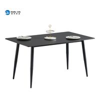 Table à manger ronde en verre trempé de 3 mm de style nordique, pieds en métal modernes, 6 places, usage hôtelier 3 ans, vente en gros