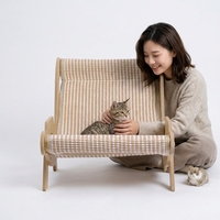 Chaise-lit ergonomique en bois pour chat, griffoir en sisal, salon incurvé pour chat, structure démontable KD, mobilier pour animaux de compagnie OEM ODM
