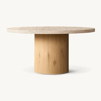 Meubles de restaurant de luxe modernes, table ronde en bois avec base en piédestal