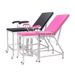 Cama de entrega de acero inoxidable, mesa de entrega de ginecología obstétrica, silla de examen ginecológico, soporte de respaldo ajustable - Product Image 3