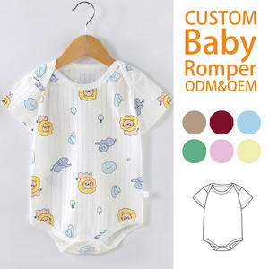 Aanpasbare baby rompers groothandel zomer unisex voor casual knoopsluiting dierenprint korte mouw katoen - Product Image 1