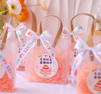 Sacs fourre-tout en PVC transparent colorés, sacs cadeaux en plastique réutilisables, poignées, micro-ondable, imperméable pour anniversaire, mariage, shopping