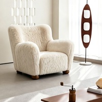 Nordischer Relaxsessel Einzelsofa Plüsch-Freizeitstuhl mit Schwammfüllung Holzrahmen Wohnzimmer Designer-Sofa