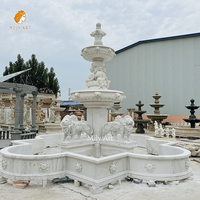 Fontaine d'eau en marbre blanc naturel de grande taille pour jardin extérieur