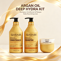 Shampooing, après-shampoing et masque capillaire hydratant en profondeur à l'huile d'argan, ensemble de 3 pièces, anti-frisottis pour cheveux secs et abîmés, étiquette privée OEM