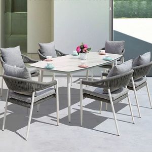 Conjunto de Mesa y Sillas de Mimbre para Exteriores, 5 Personas, Resistente al Agua, Muebles de Ocio Móviles para Patio, Jardín, <span class=keywords><strong>Terraza</strong></span> - Product Image 4