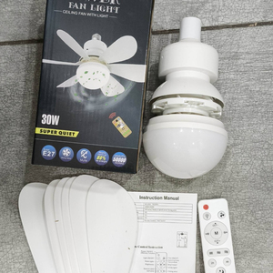 Ventilateur de plafond intelligent intégré à LED E27, moteur DC silencieux, design moderne, télécommande, amovible, intensité réglable, 3 vitesses, 6 pales - Meilleures ventes - Product Image 5