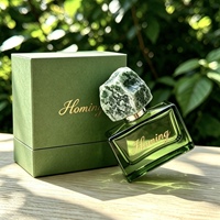 Flacons de parfum en verre rectangulaires personnalisés en gros, 30 ml, 50 ml, 100 ml, avec couvercles en pierre et logo privé