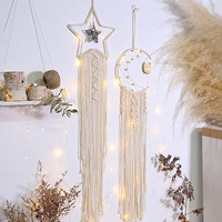 Attrape-rêve en macramé avec hibou et lune, décor de salle Boho, pour filles, vente en gros, macramé mural, attrape-rêve