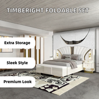 Ensemble de meubles de chambre à coucher en bois pliable Timberight, taille standard, rangement, hauteur réglable, garantie 10 ans, luxe moderne, personnalisé