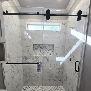 Porte <span class=keywords><strong>de</strong></span> <span class=keywords><strong>douche</strong></span> coulissante en acier inoxydable Aleader, <span class=keywords><strong>kit</strong></span> <span class=keywords><strong>de</strong></span> porte <span class=keywords><strong>de</strong></span> <span class=keywords><strong>douche</strong></span> coulissante pour salle <span class=keywords><strong>de</strong></span> bain, verre trempé sans cadre, salle <span class=keywords><strong>de</strong></span> <span class=keywords><strong>douche</strong></span> - Product Image 6