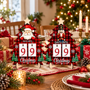Decorazione Natalizia <span class=keywords><strong>per</strong></span> la Casa: Calendario Conto alla Rovescia in Legno da Tavolo con Scritta '<span class=keywords><strong>Giorni</strong></span> Fino a <span class=keywords><strong>Natale</strong></span>' e Schiaccianoci di Babbo <span class=keywords><strong>Natale</strong></span> - Product Image 1