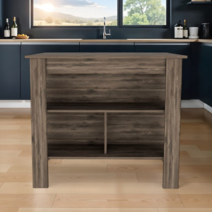Design del pannello in legno massello HMS Brown 41 \ "moderno da cucina a isola con caratteristiche di archiviazione - Product Image 1